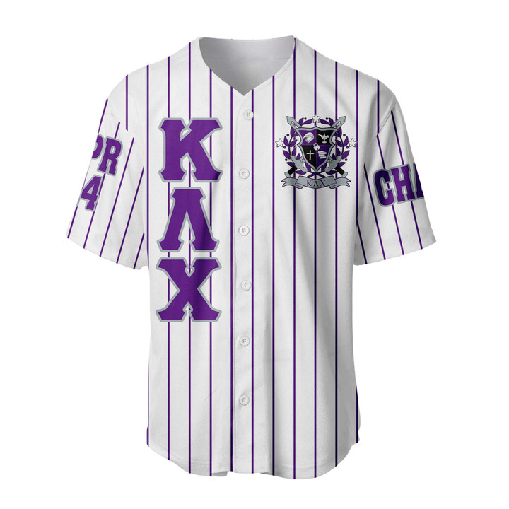 Getteestore Clothing - (Custom) KLC Military Fraternity (White) Pin Striped Baseball Jersey A31