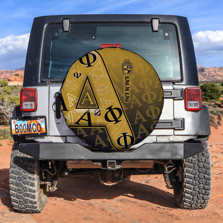 Getteestore Spare Tire Cover - Alpha Phi Alpha Characters Pattern A35