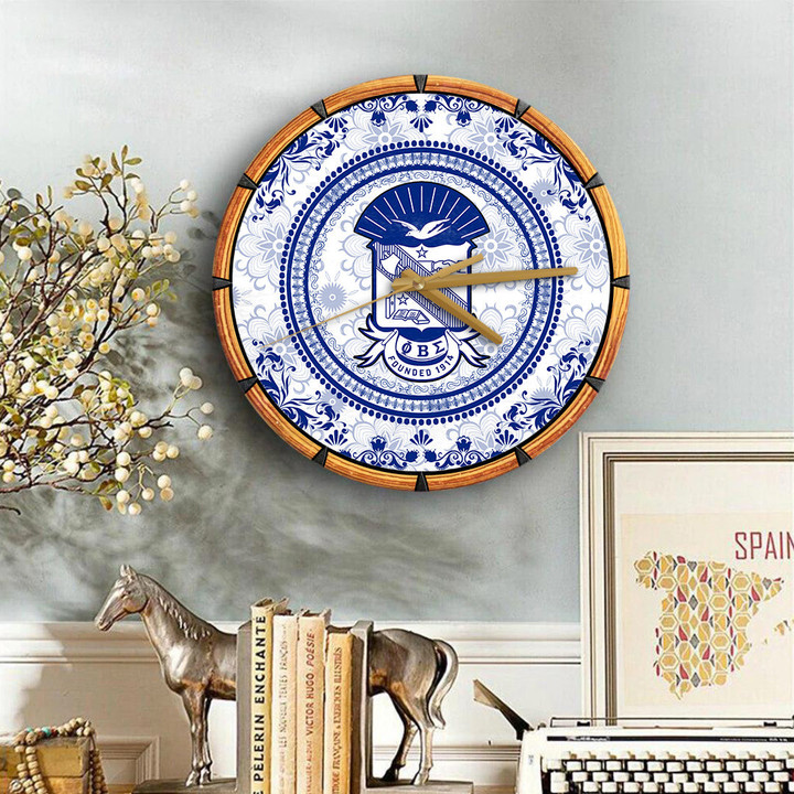 Getteestore Wooden Clock - Phi Beta Sigma Floral Pattern A35
