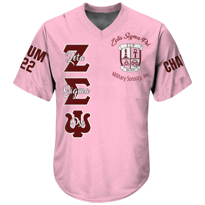Getteestore Jersey - (Custom) Zeta Sigma Psi(Pink) V-neck Jersey A31