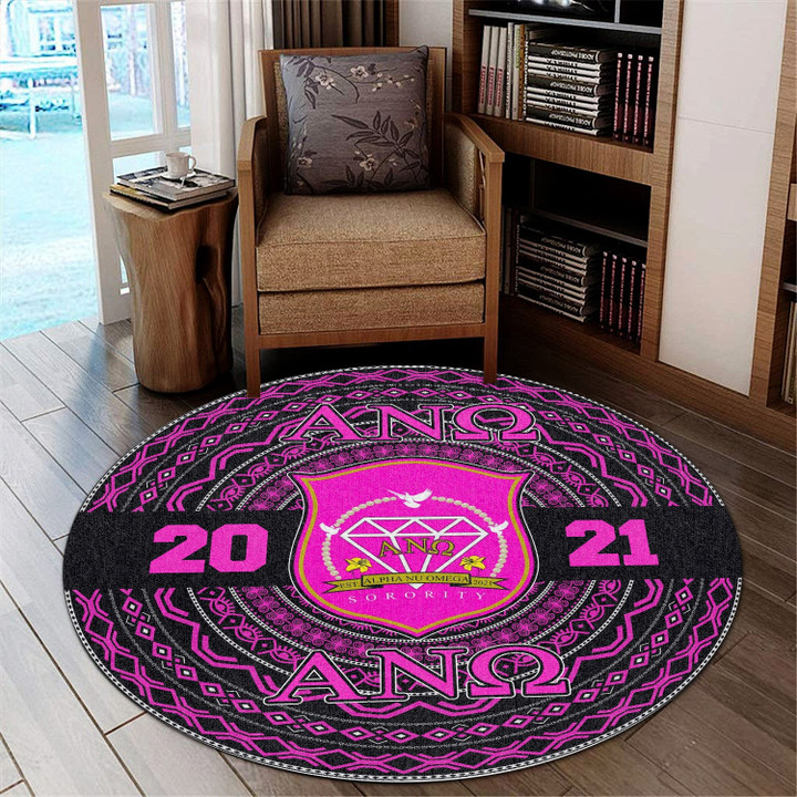 Getteestore Round Carpet  - Alpha Nu Omega Sorority EST 2021 African Pattern A31