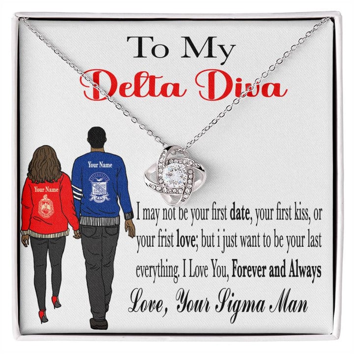 Getteestore Personalized Jewelry Valentine Gift - Phi Beta Sigma Gift For Delta Sigma Theta Love Knot Necklace A31