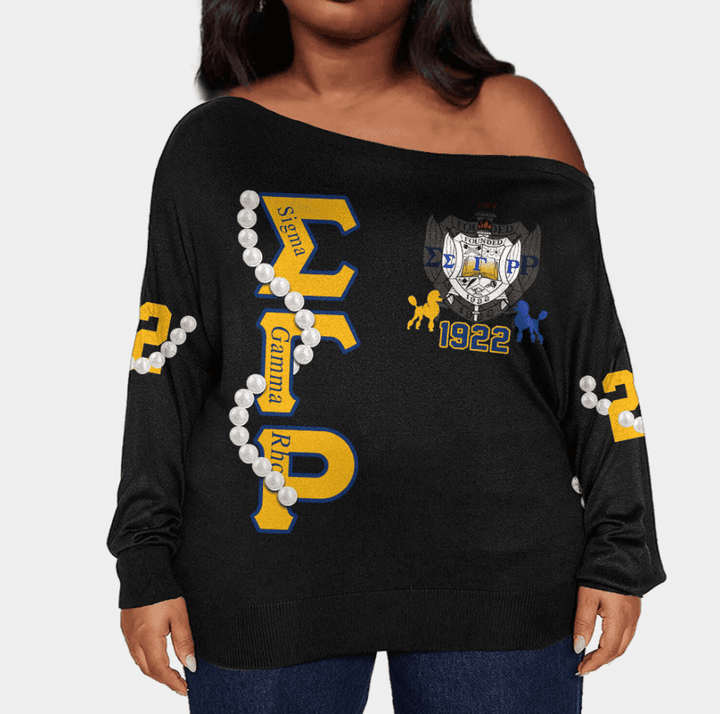 Sigma Gamma Rho Pearls Offshoulder Sweaters Oversize A31