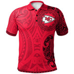 Kansas City Chiefs Football Polo Shirt -  Polynesian Tatto Circle Crest - NFL