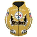 Pittsburgh Steelers Zip-Up Hoodie Yellow Football - NFL