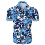 Tennessee Titans Hawaiian Shirt Tropical Flower Short Sleeve Slim Fit Body - NFL