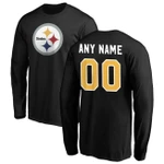 Personalized - Pittsburgh Steelers Long Sleeve Logo Black  Football - NFL