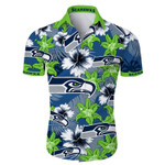 Seattle Seahawks Hawaiian Shirt Tropical Flower Short Sleeve Slim Fit Body - NFL