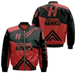 Hartford Hawks Basketball Bomber Jacket  - Stripes Cross Shoulders - NCAA