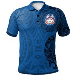 Houston Baptist Huskies Football Polo Shirt -  Polynesian Tatto Circle Crest - NCAA