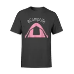Camp Life Women Pink Tent Camper Camping Tee  T Shirt