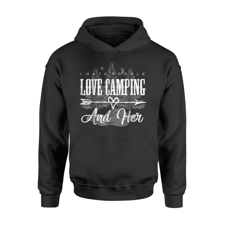 Hate People Love Camping And Her Cute Couple Camping Hoodie