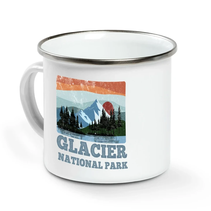 Glacier Campfire Mug Vintage Sunset