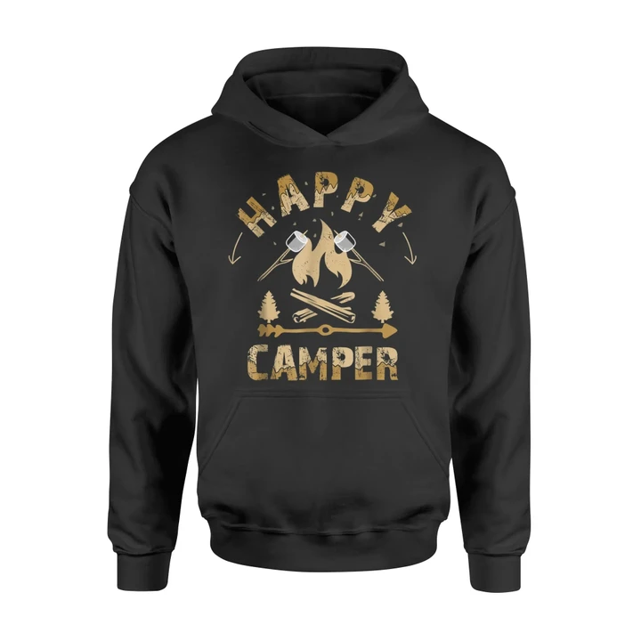 Comical Ladies Happy Camper Cute Hiking Camping Trip Hoodie