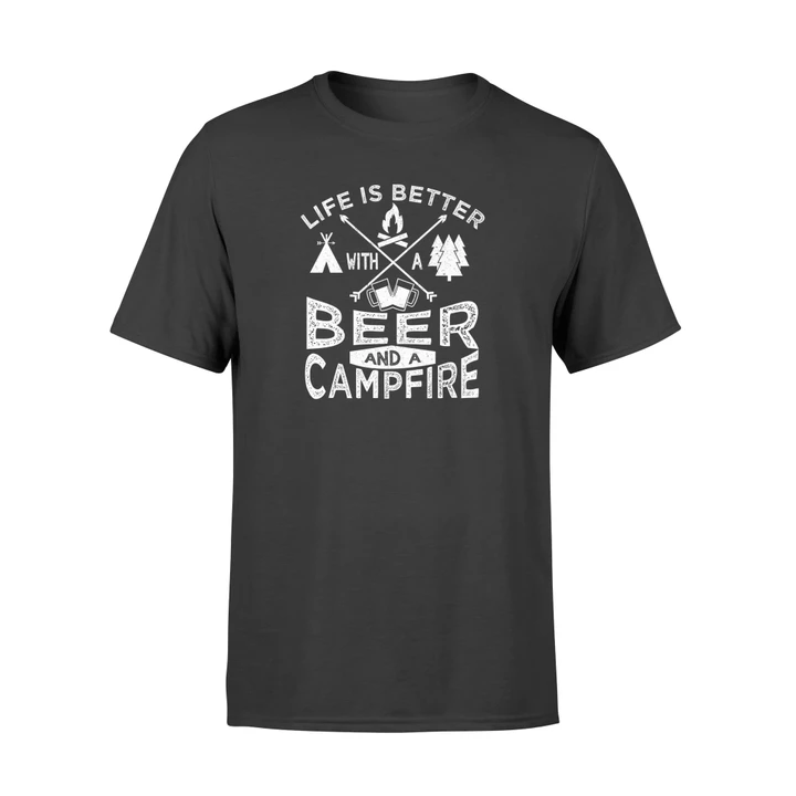 Camping Men Women Beer Campfire Graphic Tee T Shirt
