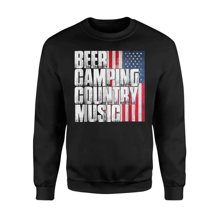 Beer Camping Country Music Patriotic American Flag Sweatshirt