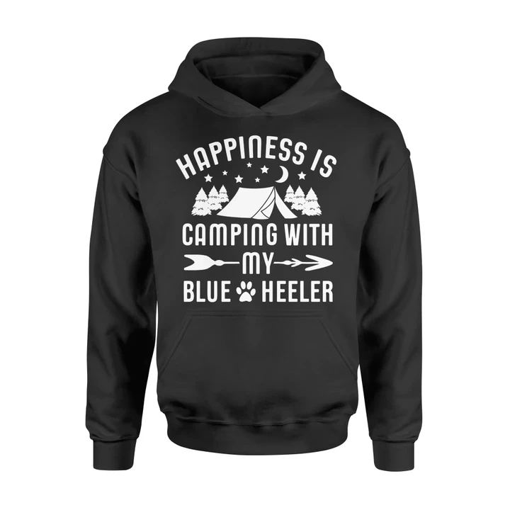 Happiness Is Camping With My Blue Heeler Funny Hoodie