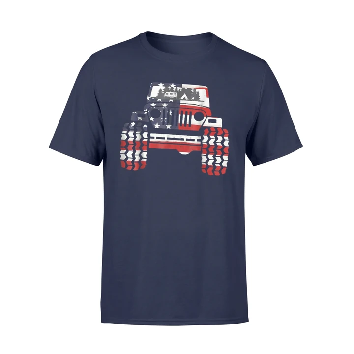 Camping Jeep Lover American Usa Flag Car Drivers Gift T-Shirt
