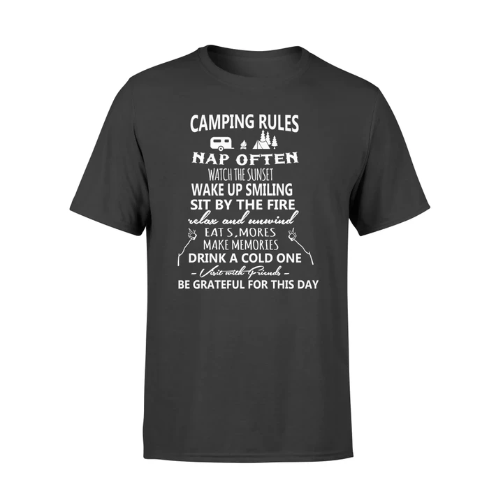 Camping Rules Nap Often Watch Sunset T Shirt