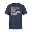 Cotton Crew Neck T-Shirt - 102nd Birthday Gift 102 Years Old Awesome Since September