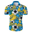 Los Angeles Chargers Hawaiian Shirt Tropical Flower Short Sleeve Slim Fit Body - NFL