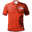 Denver Broncos Football Polo Shirt -  Polynesian Tatto Circle Crest - NFL