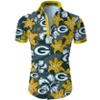 Green Bay Packers Hawaiian Shirt Tropical Flower Short Sleeve Slim Fit Body - NFL