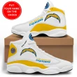 Los Angeles Chargers Football Air Jordan 13 Sneakers - Logo Sneaker Gold Personalized - NFL
