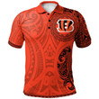 Cincinnati Bengals Football Polo Shirt -  Polynesian Tatto Circle Crest - NFL