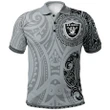 Oakland Raiders Football Polo Shirt -  Polynesian Tatto Circle Crest - NFL