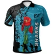 Personalized Rugby Anzac Day Polo Shirt Cronulla-Sutherland Sharks Style 08