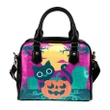 Cute Black Cat Pumpkin Shoulder Handbag #Halloween