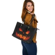 Scary Pumpkin Halloween Leather Tote Bag #Halloween
