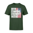 Beer Camping Country Music Patriotic American Flag T-Shirt