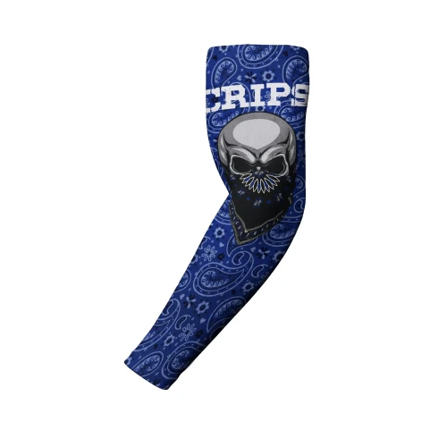Crips Gang Arm Sleeves Blue Bandana Skull