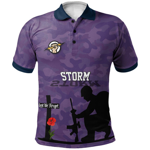 Personalized Rugby Anzac Day Polo Shirt Melbourne Storm Style 02