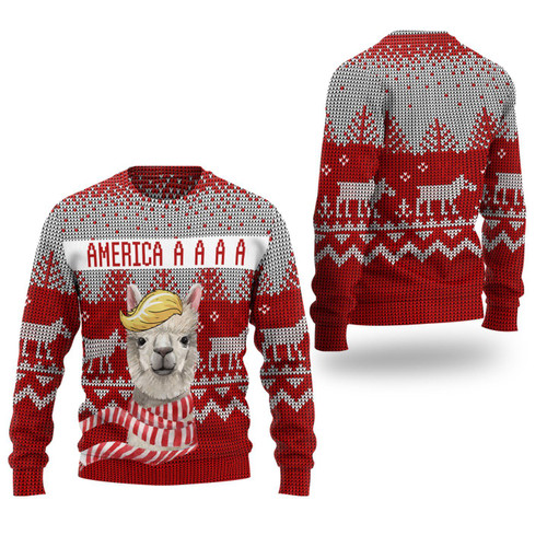 Llama Christmas Sweater Funny Trump Llama