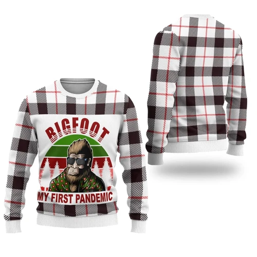 Bigfoot Ugly Christmas Sweater My First Pandemic
