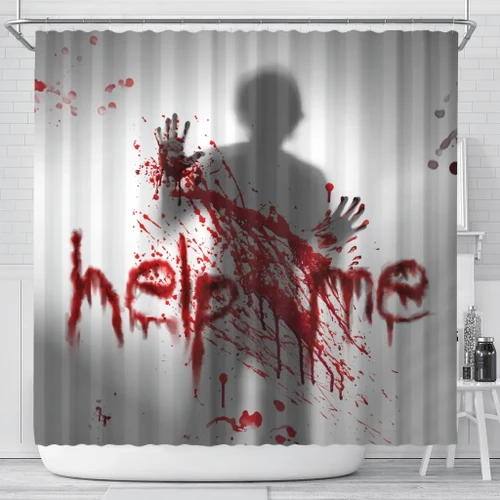 Help Me Bloody Handprint Shower Curtain #Halloween
