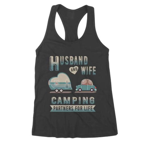Husband And Wife Camping Partners For Life Heart Car Love Valentine Women's Tank