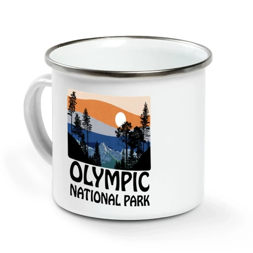 Olympic National Park Campfire Mug Vintage Sunset