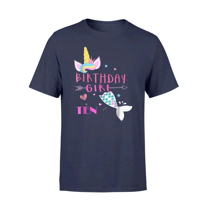 10th Birthday Girl Unicorn Mermaid Tail 10 Years Old T Shirt