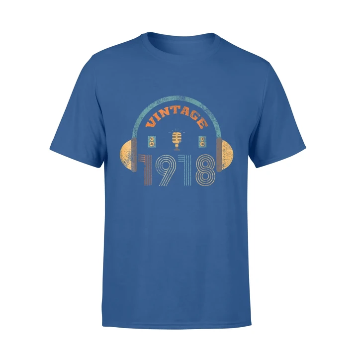 Cotton Crew Neck T-Shirt - 100th Birthday Gift Vintage 1918 Year Old Retro