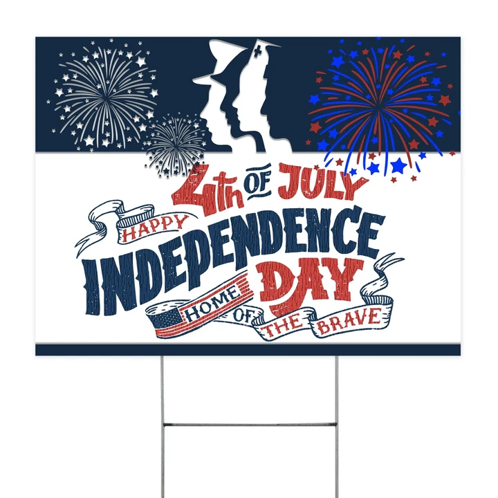 Happy 4th Of July Independence Day Home Of The Brave Yard Sign Veterans