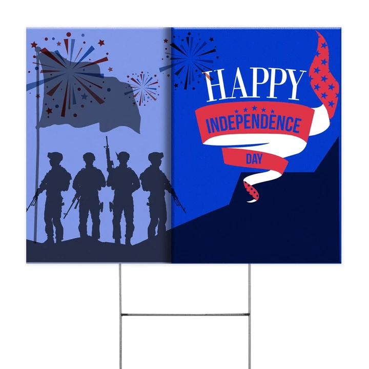 Happy 4th Of July Independence Day Yard Sign Veterans Fireworks
