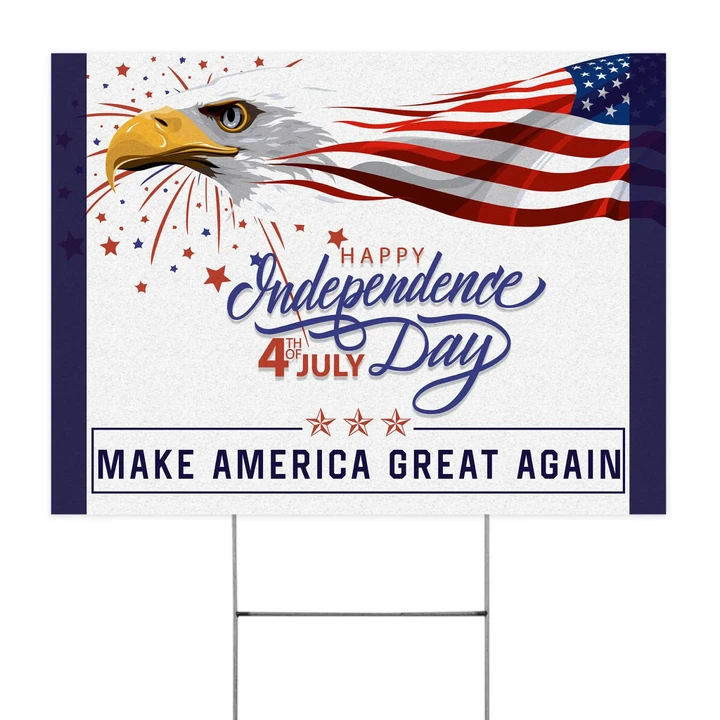 Happy Independence Day 4th Of July Make America Great Again Yard Sign Eagle