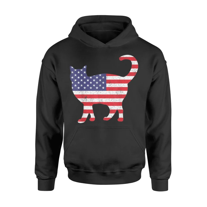 Usa Flag Cat 4th Of July Independence Day Animal Gift Hoodie