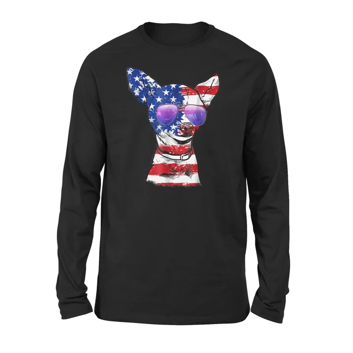 Chihuahua American Flag Premium Long Sleeve T-Shirt