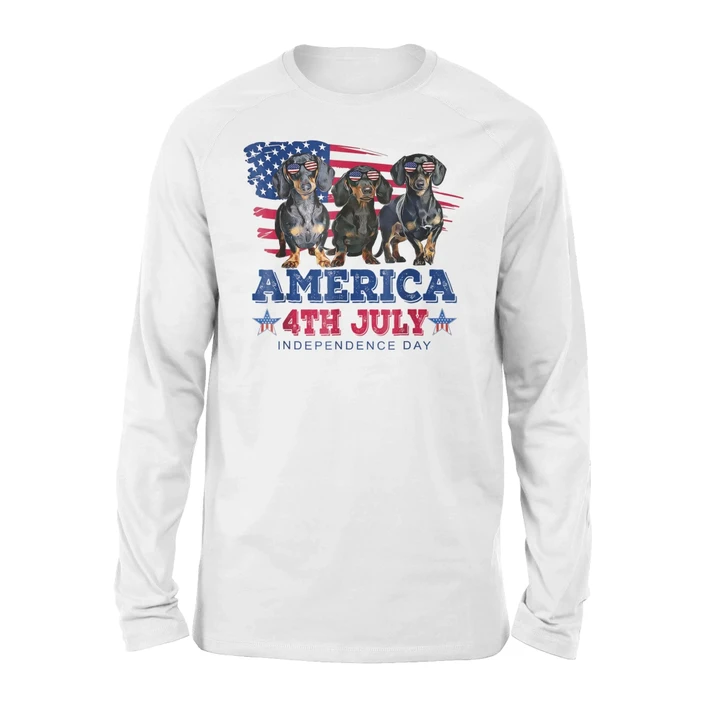 American 4thJuly Independence Day- Dachshund Premium Long Sleeve T-Shirt