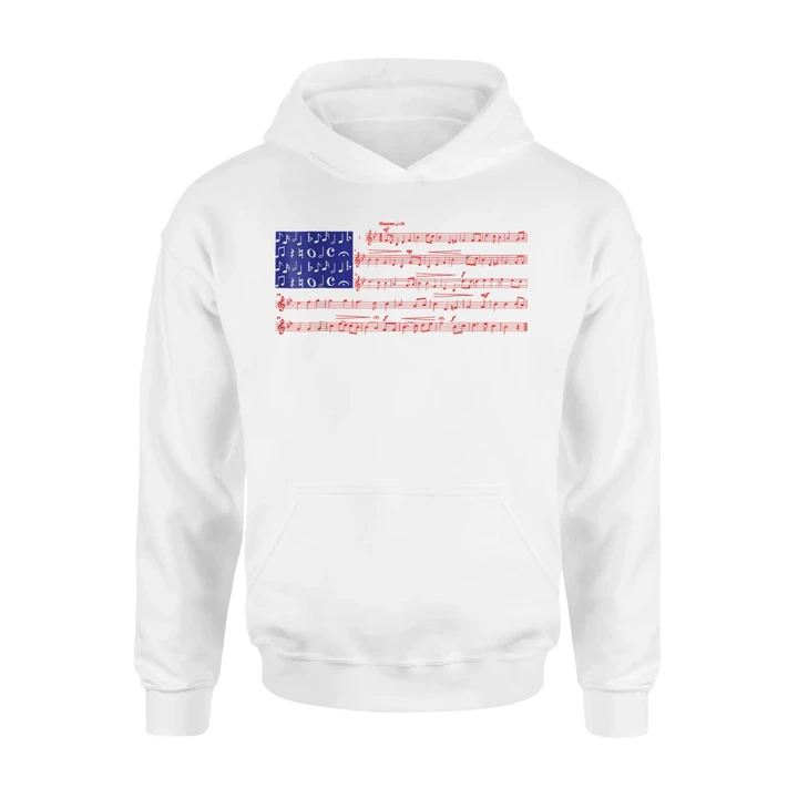 4th Of July Gift Independence Music Note America Flag Premium Hoodie